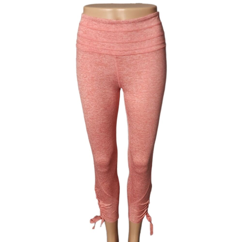 Free People FP Movement Coral Pink Swerve Lace Up Leggings Small NWT